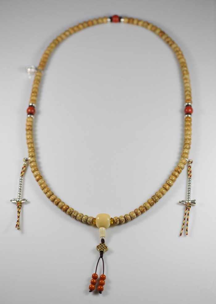 佛珠藏式绳结打法,藏式百年老星月菩提佛珠