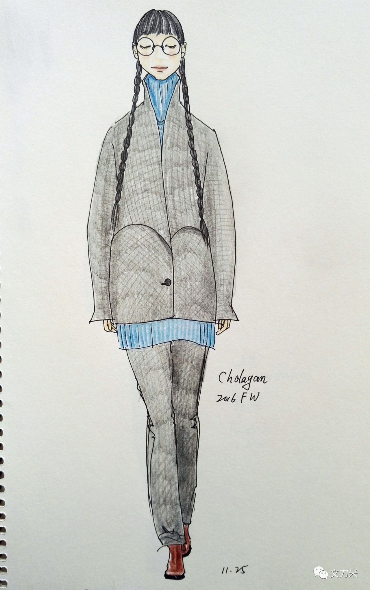 把自己每天的穿搭画出来,每天10分钟一幅速写