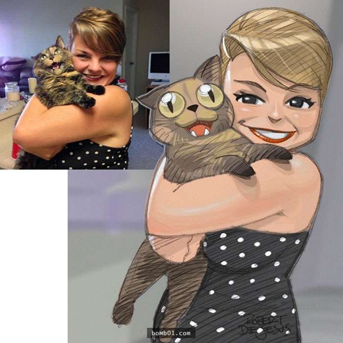 手绘宠物和主人随手画,巧手绘动物