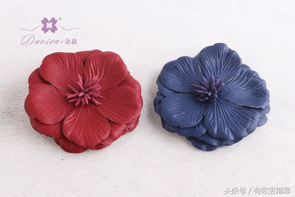 环保PU皮革仿真花卉发饰品欧美风PU皮革发夹发箍朵森饰品批发