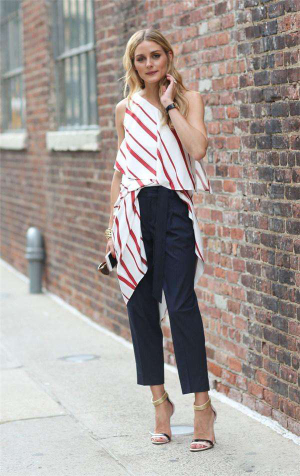 直筒小脚裤穿搭街拍,尖头鞋小脚裤穿搭街拍