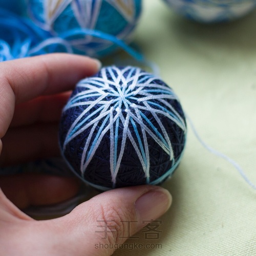 冰凌花手鞠球,手鞠球冰凌花教程