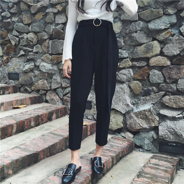 休闲宽松哈伦裤减龄气质又时尚,秋冬哈伦裤潮女中年
