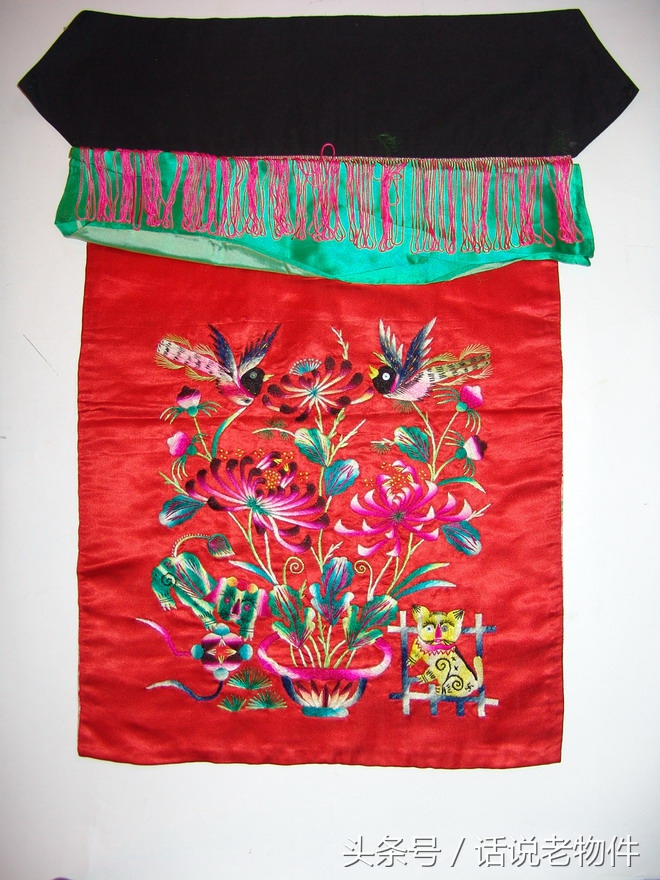 老绣品四幅,老绣品灯帘图片欣赏