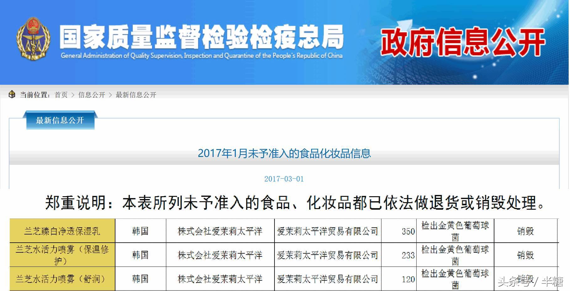 兰芝化妆品合格吗,兰芝不合格产品