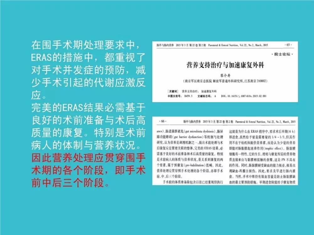 「袁媛专栏」ERAS应用与实践中的营养支持路径