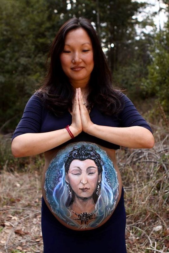 孕妇肚子彩绘方法,孕肚绘画