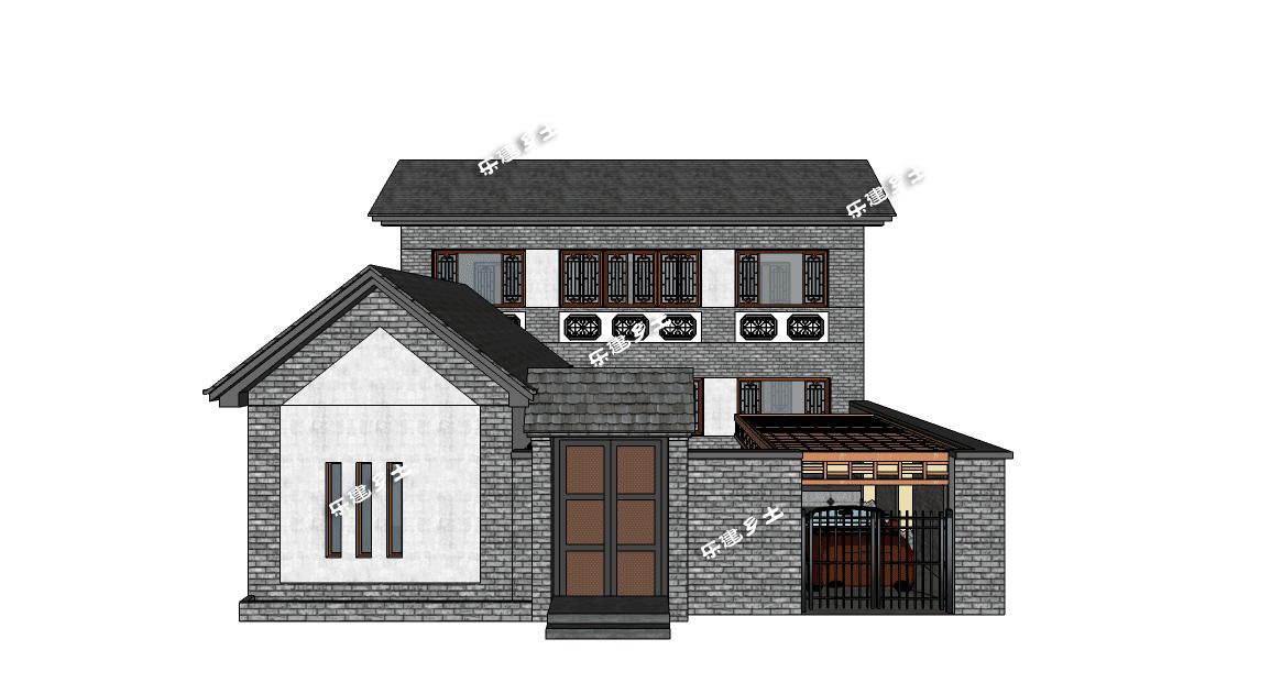 12x13米宅基地带院子自建房平面图,19x11米大客厅二层别墅效果图