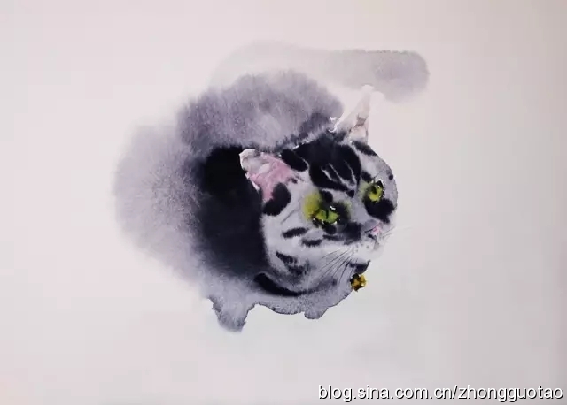 日本水墨画猫,国画猫水墨画