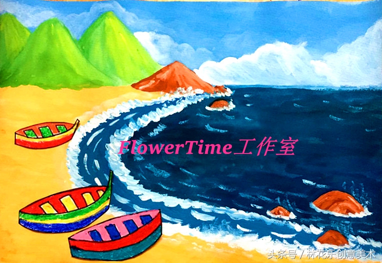 水粉画初学者教程风景画海洋,水粉初学者海边风景画