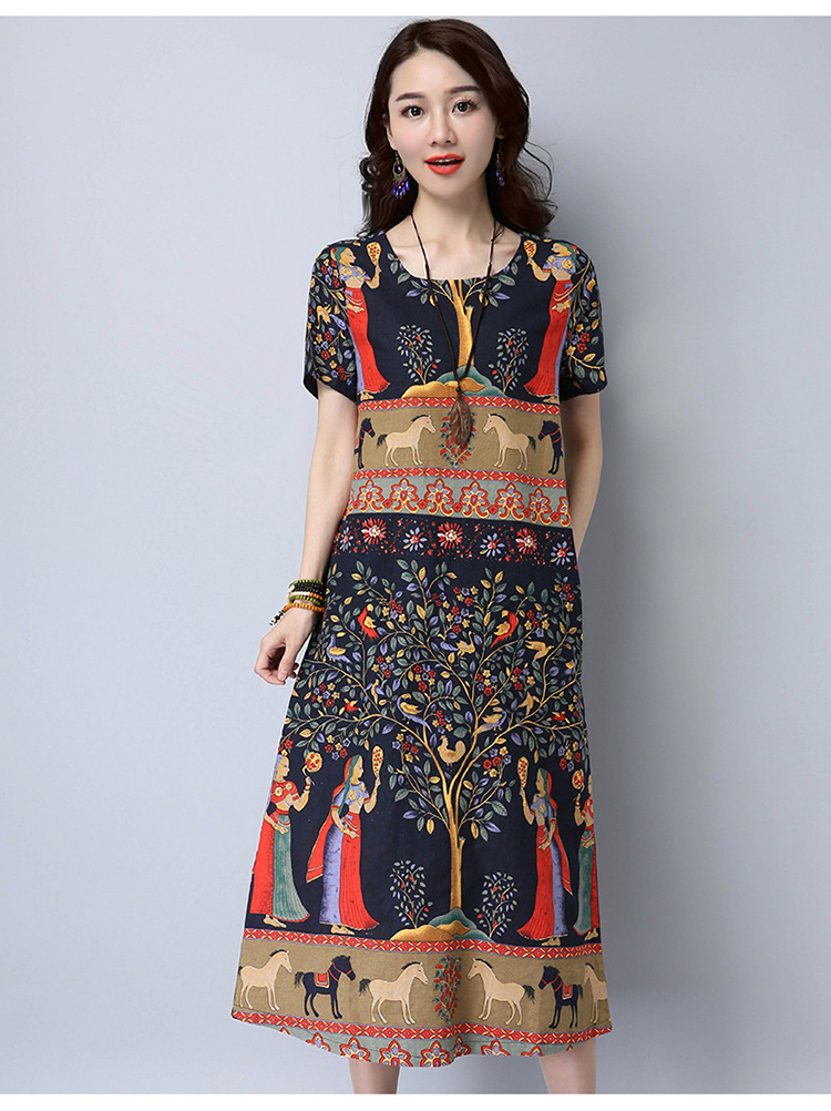 充满韵味，让人向往的民族风棉麻长裙