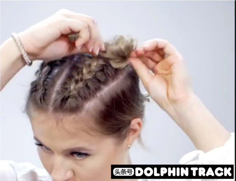 法式珍珠发带短发编发教程,适合中短发的编发ins
