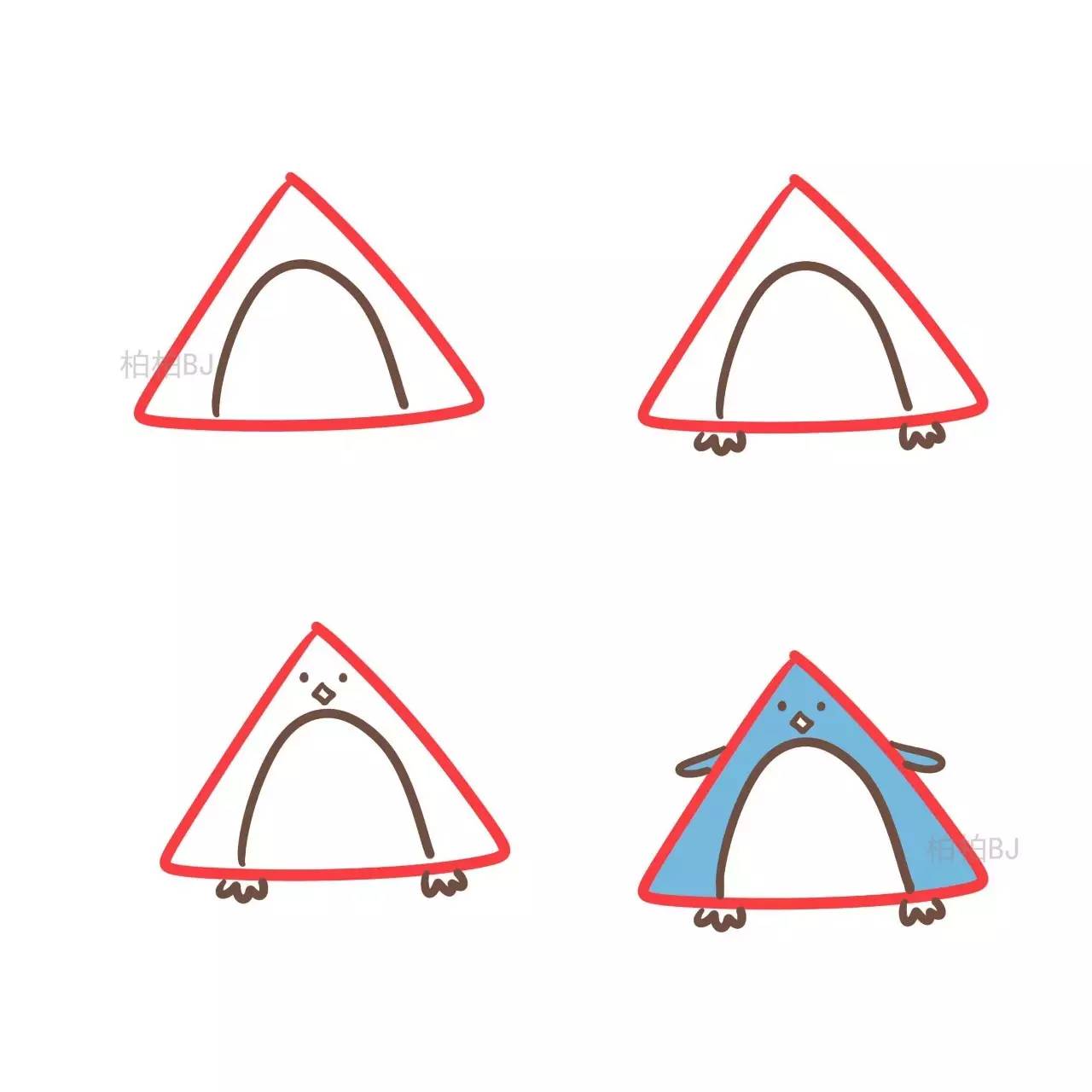 三年级简笔画趣味思维图,三角形创意简笔画