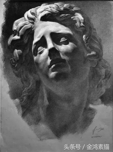 石膏像精美素描分享,石膏像结构素描的画法和步骤