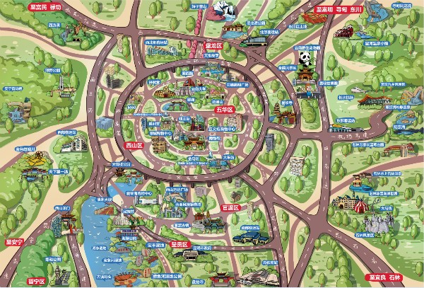 记忆中的昆明手绘,涂鸦手绘昆明