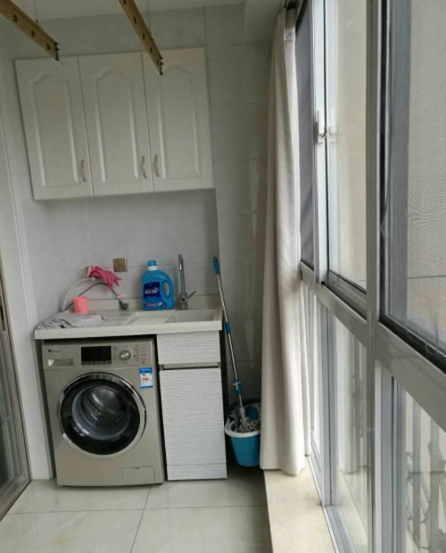 阳台装修效果图大全洗衣台,生活阳台波轮洗衣台装修效果图