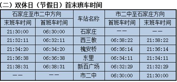 石家庄地铁最新时间表,石家庄地铁时间表最新