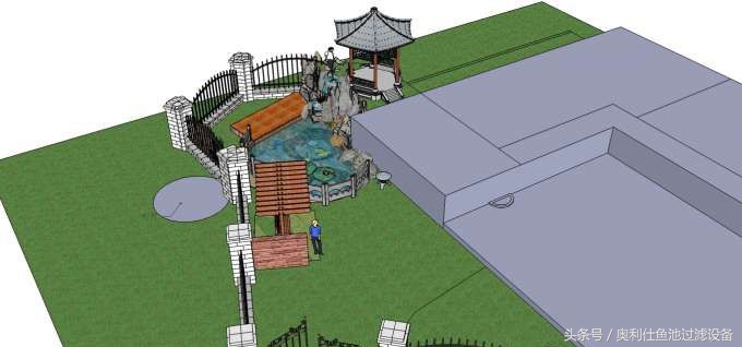 小型庭院鱼池假山设计,庭院锦鲤鱼池过滤改造