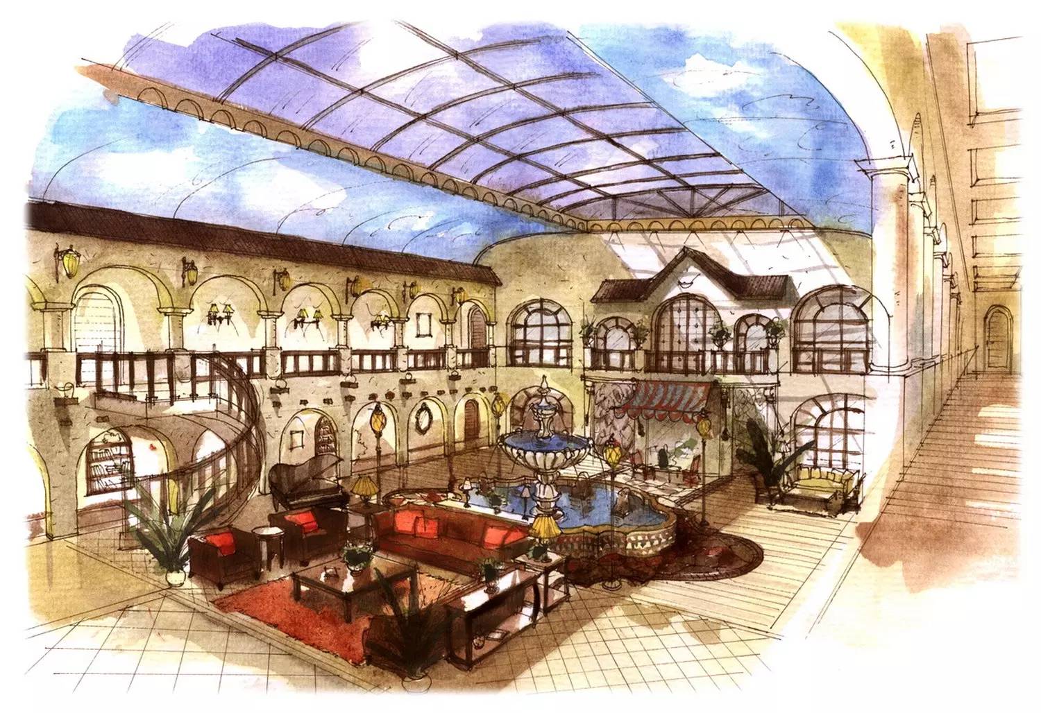 天空下的小雏菊绘画水彩,天空下的绘画作品