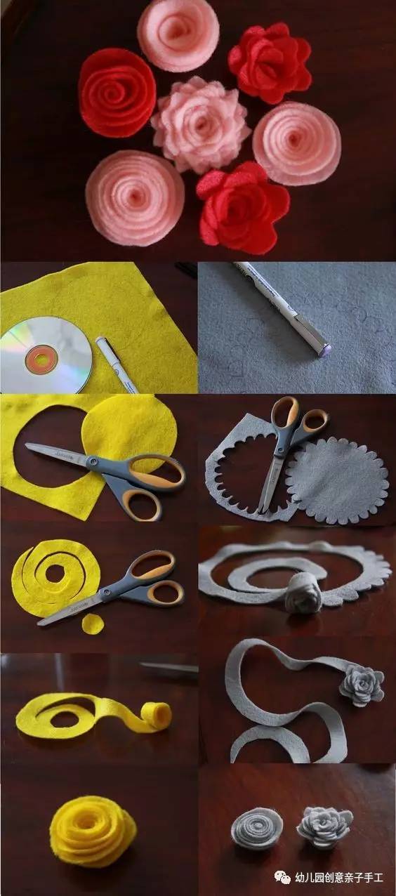 不织布手工花制作大全简单又漂亮,3-6岁幼儿不织布手工花朵