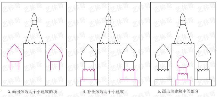 城堡线描创意画,蜗牛城堡创意画