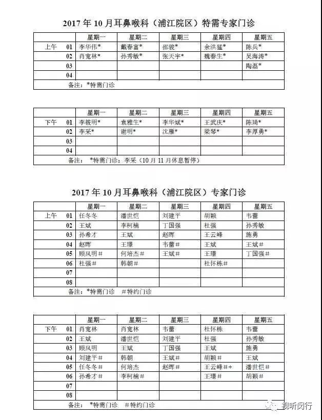 复旦大学附属眼耳鼻喉科医院浦江院区十月专家门诊火热出炉！闵行区牙防所本周日开放义诊！