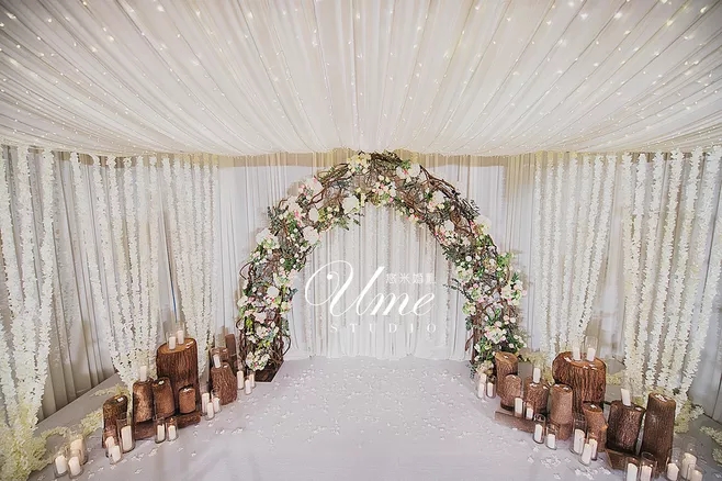 户外婚礼场景布置效果图,红色系婚礼户外布置场景