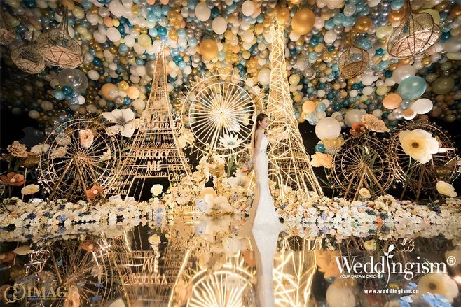 户外婚礼场景布置效果图,红色系婚礼户外布置场景