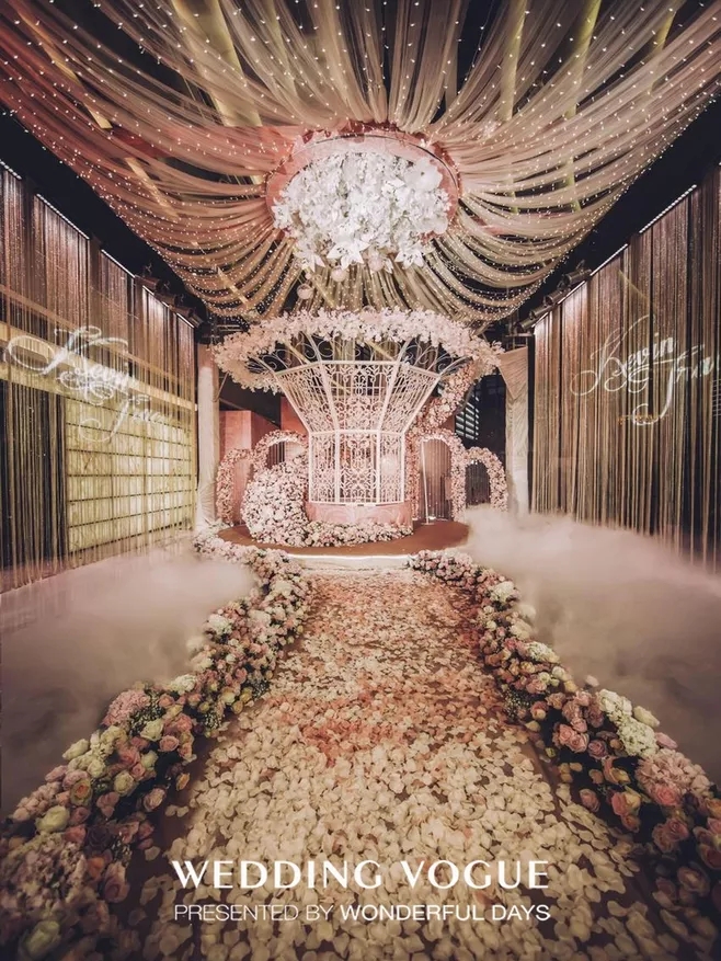 户外婚礼场景布置效果图,红色系婚礼户外布置场景