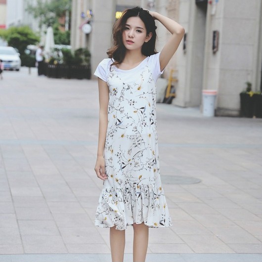 套装碎花裙,紫色碎花裙套装