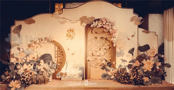 户外婚礼场景布置效果图,红色系婚礼户外布置场景