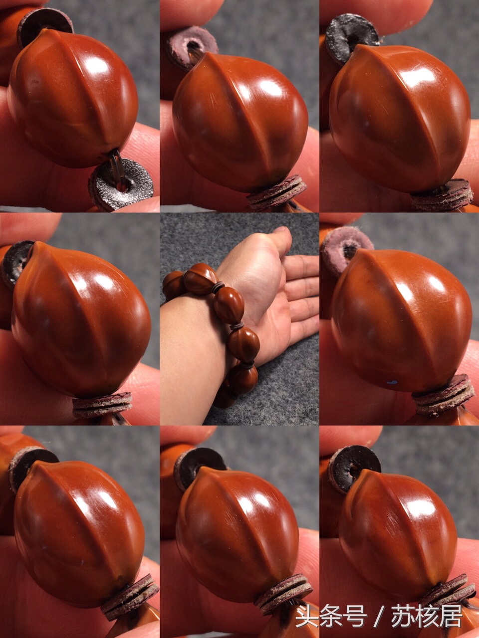 橄榄核铁盒包浆效果,橄榄核财神手串包浆