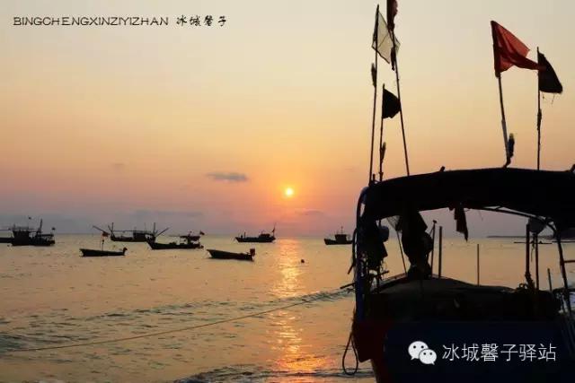 醉享三亚波波利海岸夕阳下的渔光曲