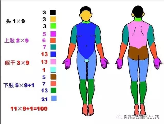 烧伤的诊断标准图表,烧伤病人典型症状