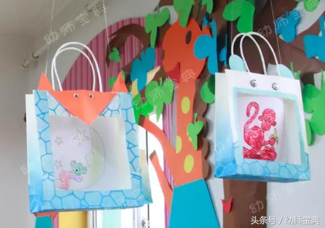 幼儿园环创环保袋,幼儿园环保纸袋子环创