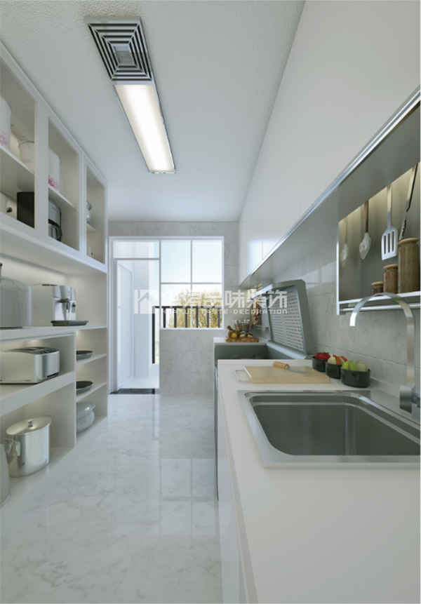 连廊天井南北通透,采光天井连通客厅