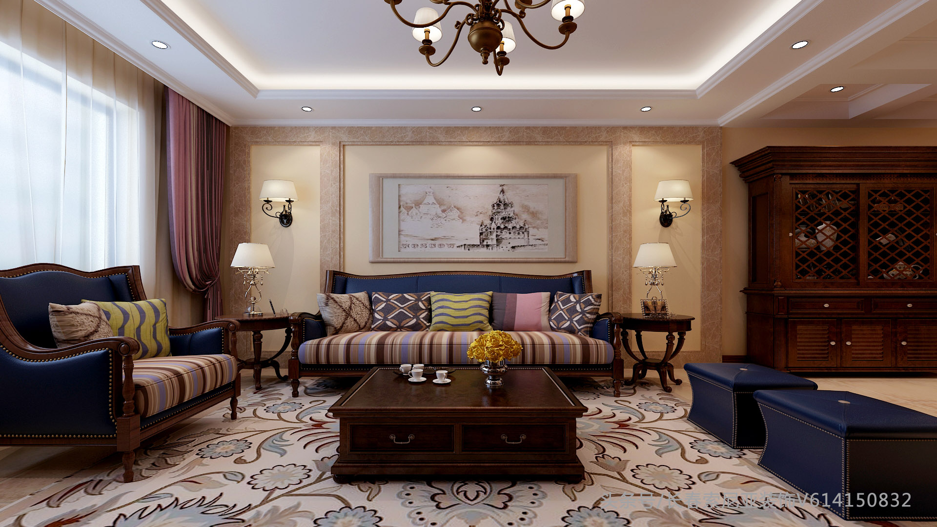 长春装修，和信天阶120平，美式风格赏析，索尼亚装饰大旭！