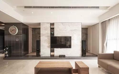 蓝色微晶石背景墙装修效果,微晶石新中式客厅电视背景墙