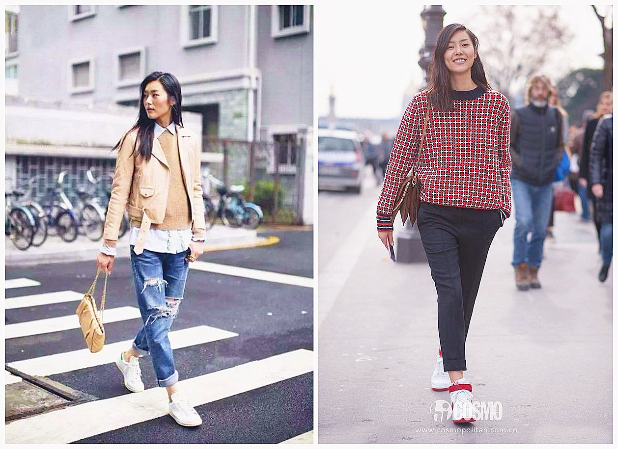 大表姐刘雯近日秋冬街拍私服,大表姐刘雯小白鞋