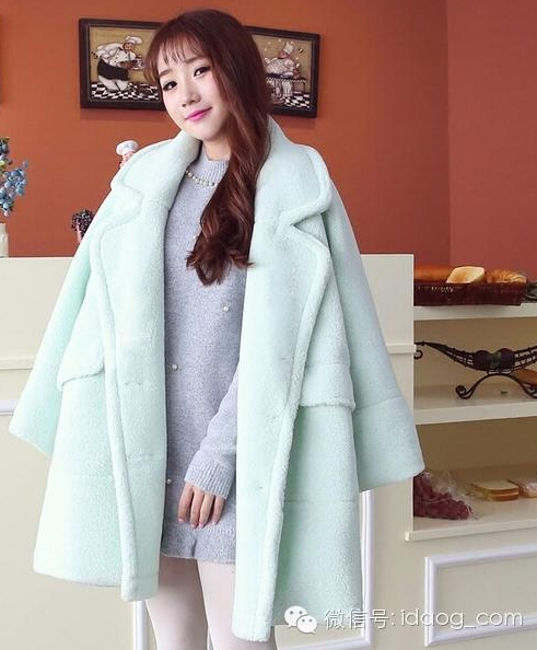 秋冬流行大衣女中长款毛呢外套 (中长款毛呢外套双排扣呢大衣图片)