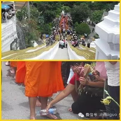 泰国传统佛教习俗为僧侣洗脚是一种积德！