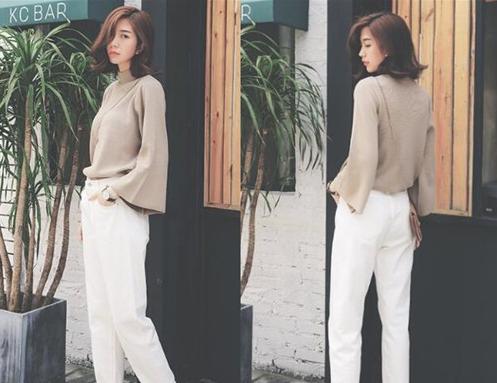 哈伦裤怎么搭配好看呢,白色哈伦裤搭配什么上衣