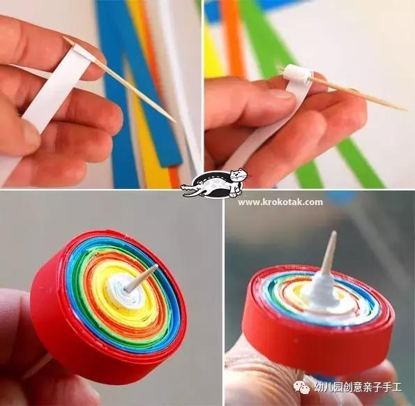 树枝卡纸做的创意手工幼儿园,卡纸手工制作小陀螺