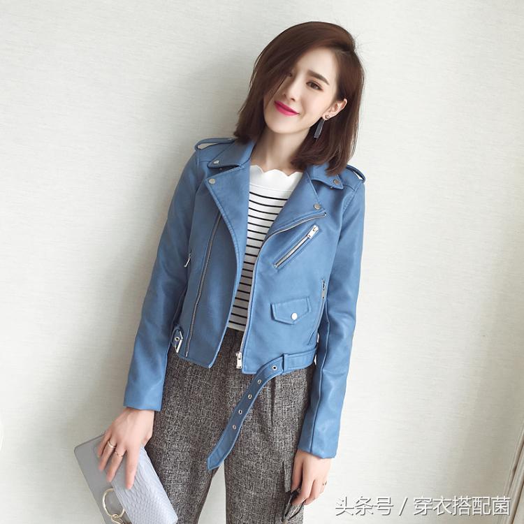有机车皮衣的点缀，女生也能帅到窒息