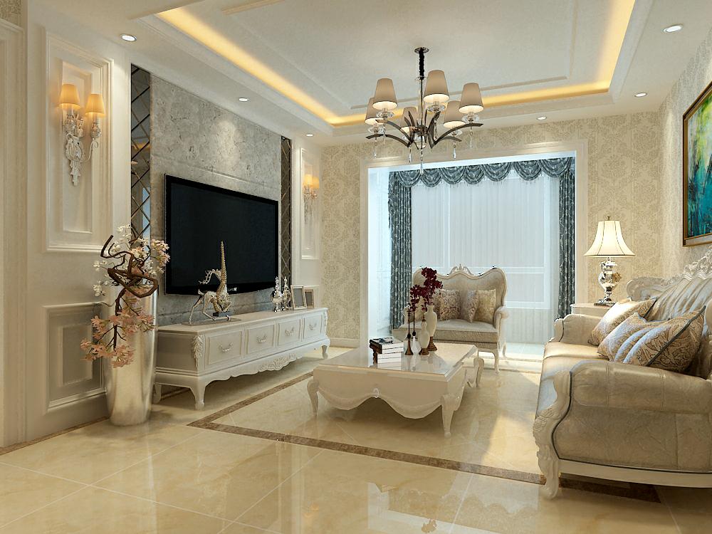 金地檀溪一楼带院,135平方欧式轻奢装修风格