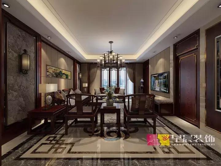 合肥瑞阳公馆105平新中式风格效果图，装修预算15万以内，雅致！