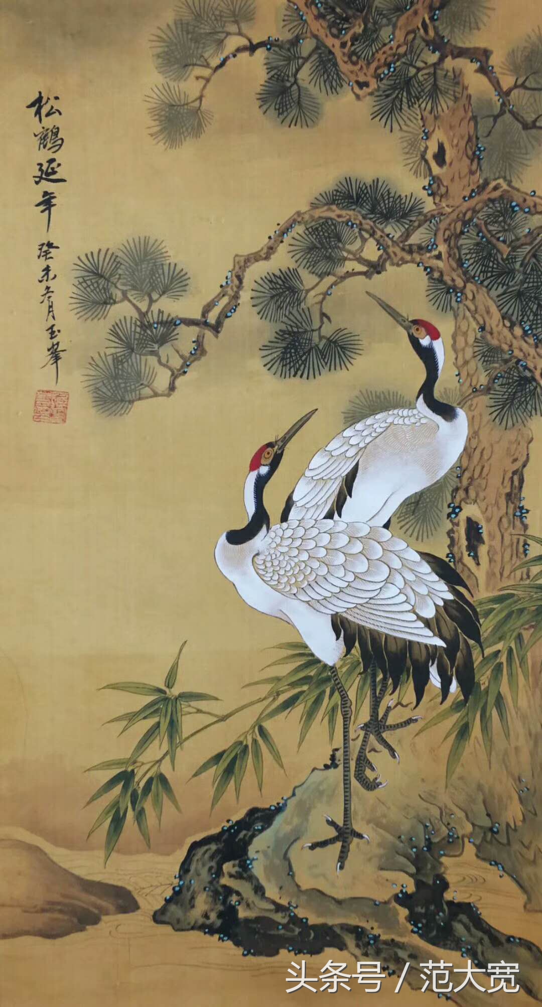 日本画师画仙鹤,仙鹤画作讲解