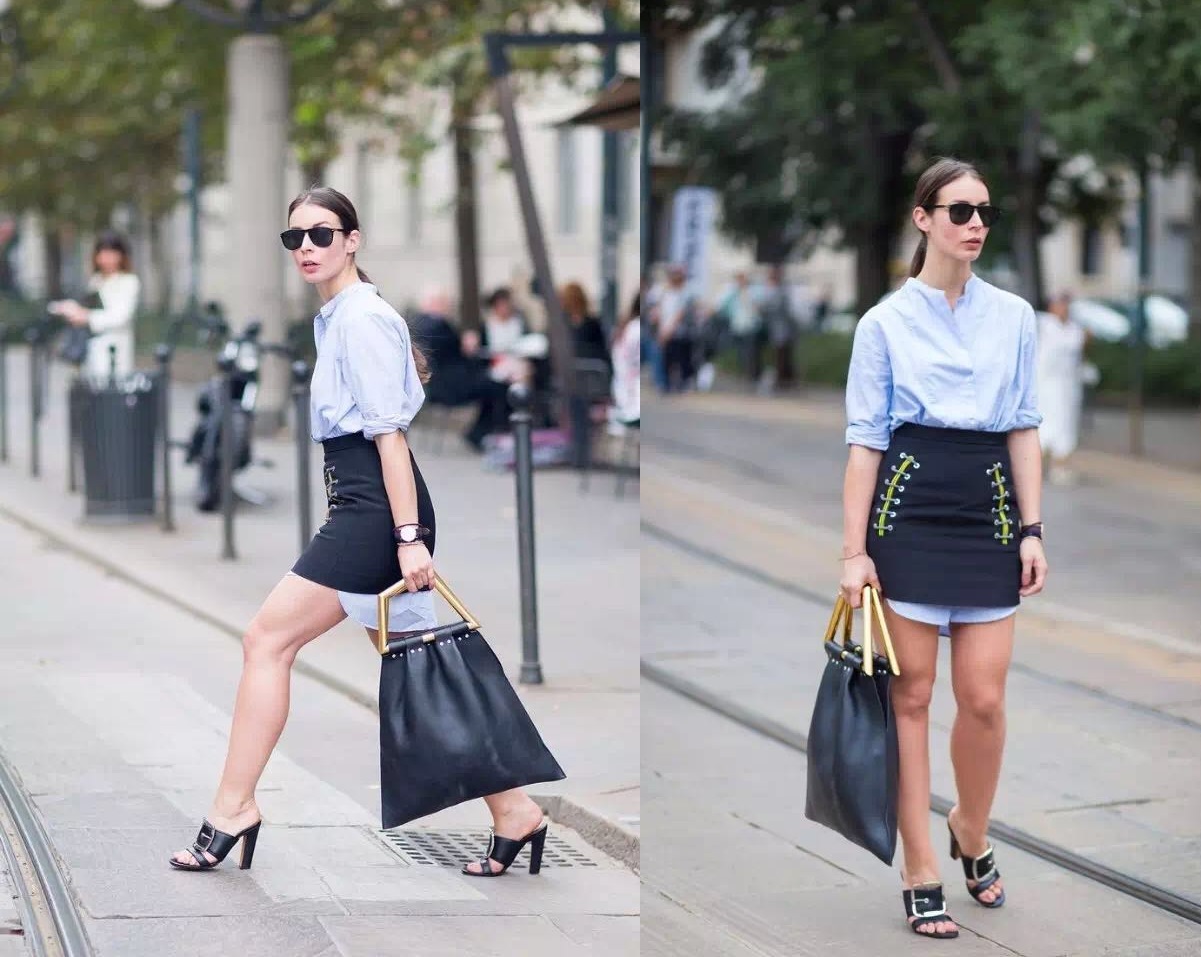 一件衬衫就让你美翻了整个春天,一件衬衫和一条裙子