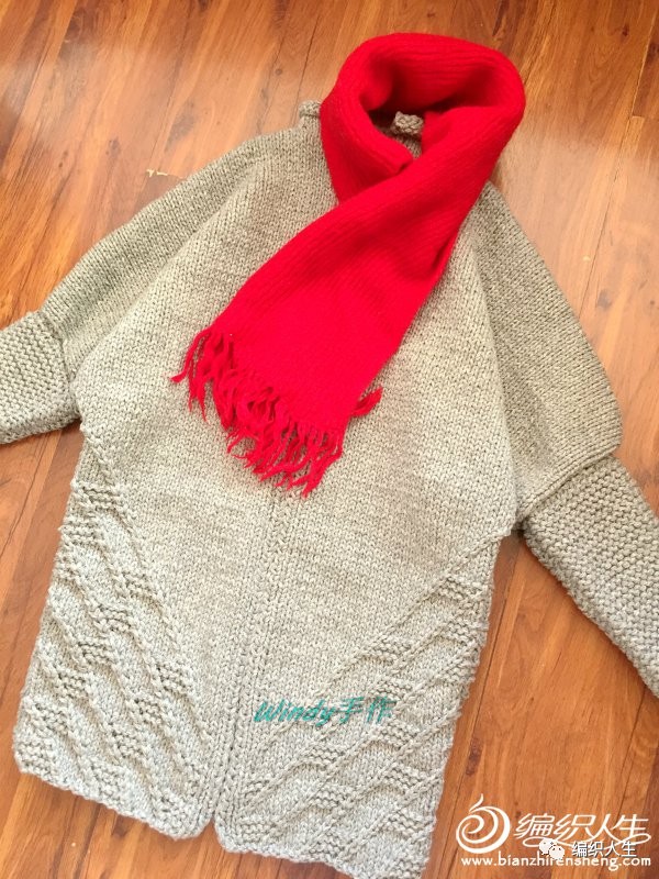 棒针粗线外套大衣教程,棒针休闲简洁大衣图解