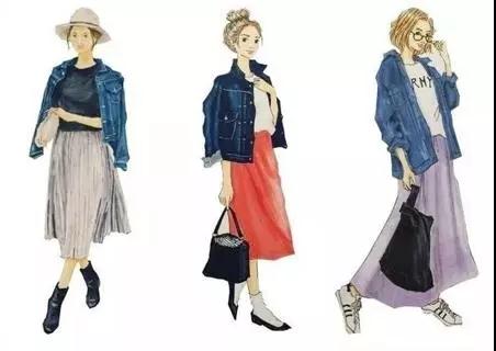 18套值得借鉴的的日常手绘穿搭,冬季穿搭手绘插画